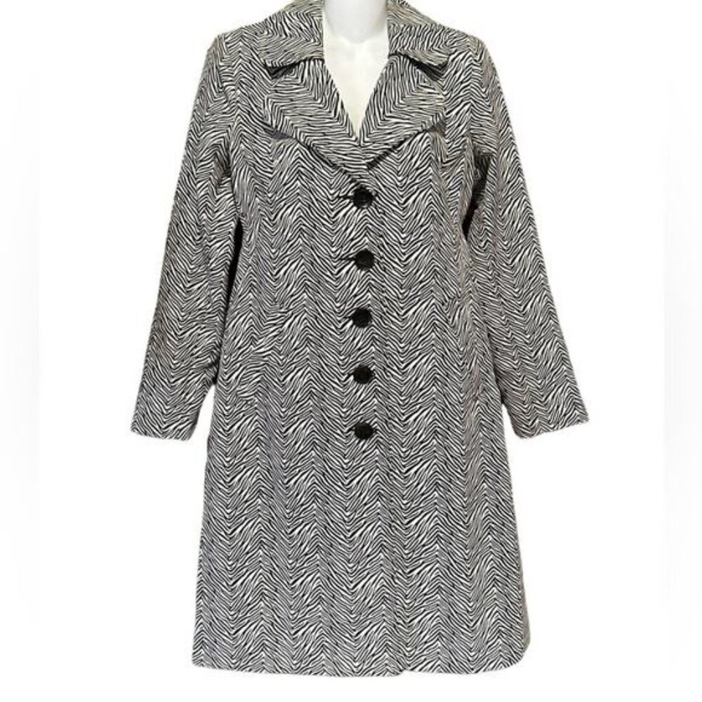 Cabi Women’s Size Small Zebra Print Lightweight Trench Style Belted Coat